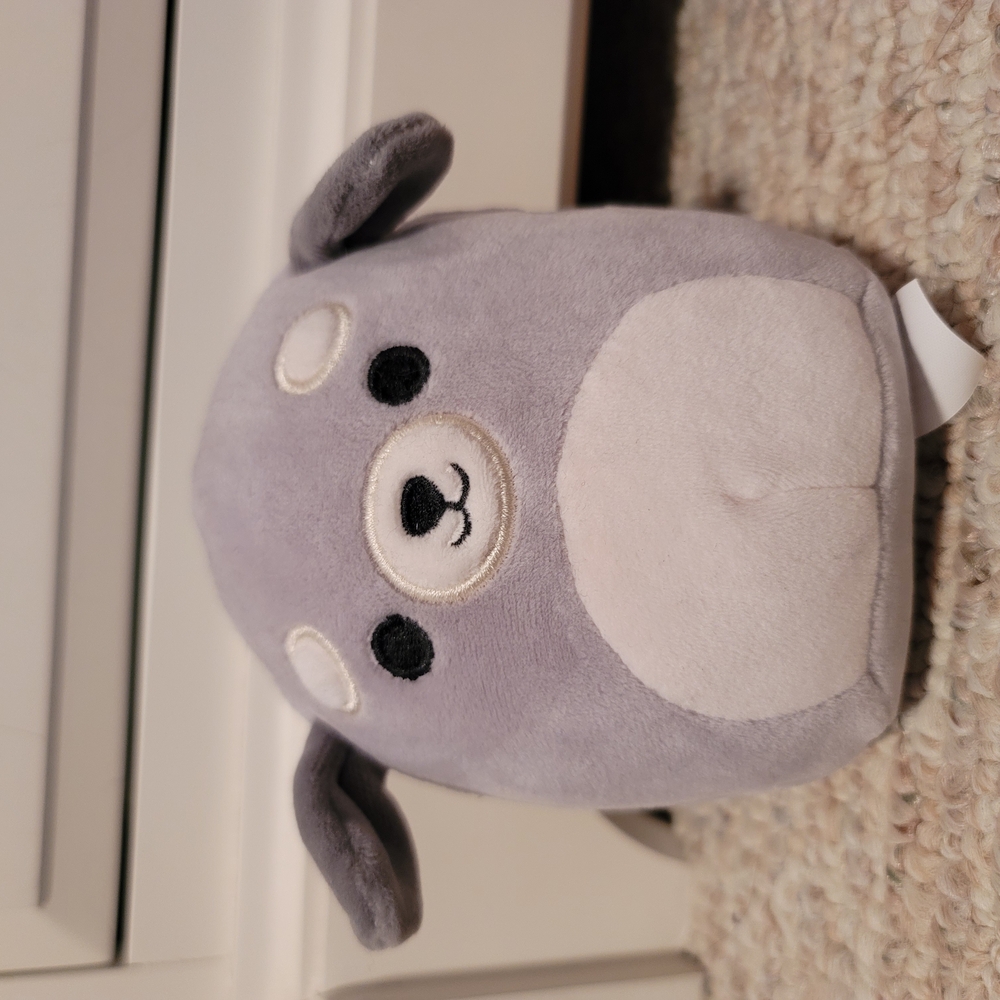 Cute Gray and White Squishmallow Plush Dog Toy